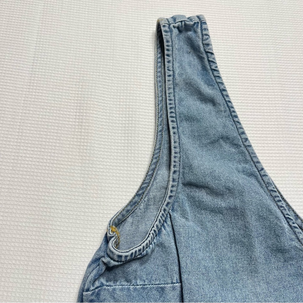Womens xxsmall American Eagle‎ denim blue jean crop top mini tank top - Picture 4 of 6